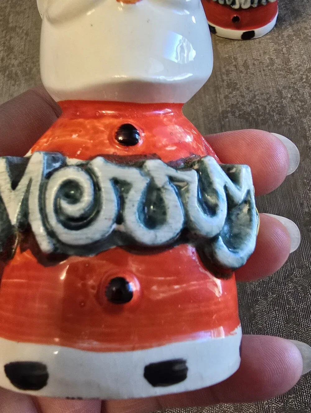 Vintage Santa Clause Ceramic Merry Christmas Salt Pepper Shakers Japan w/Plugs